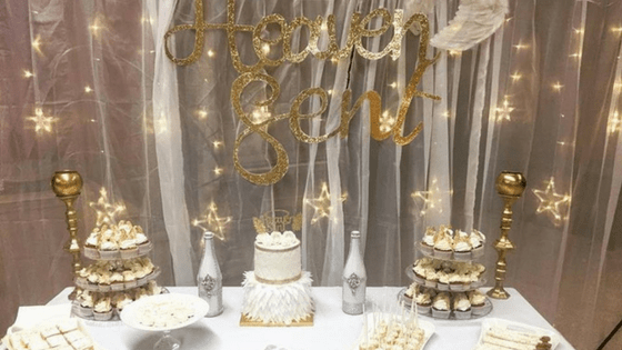baby shower gold and white theme